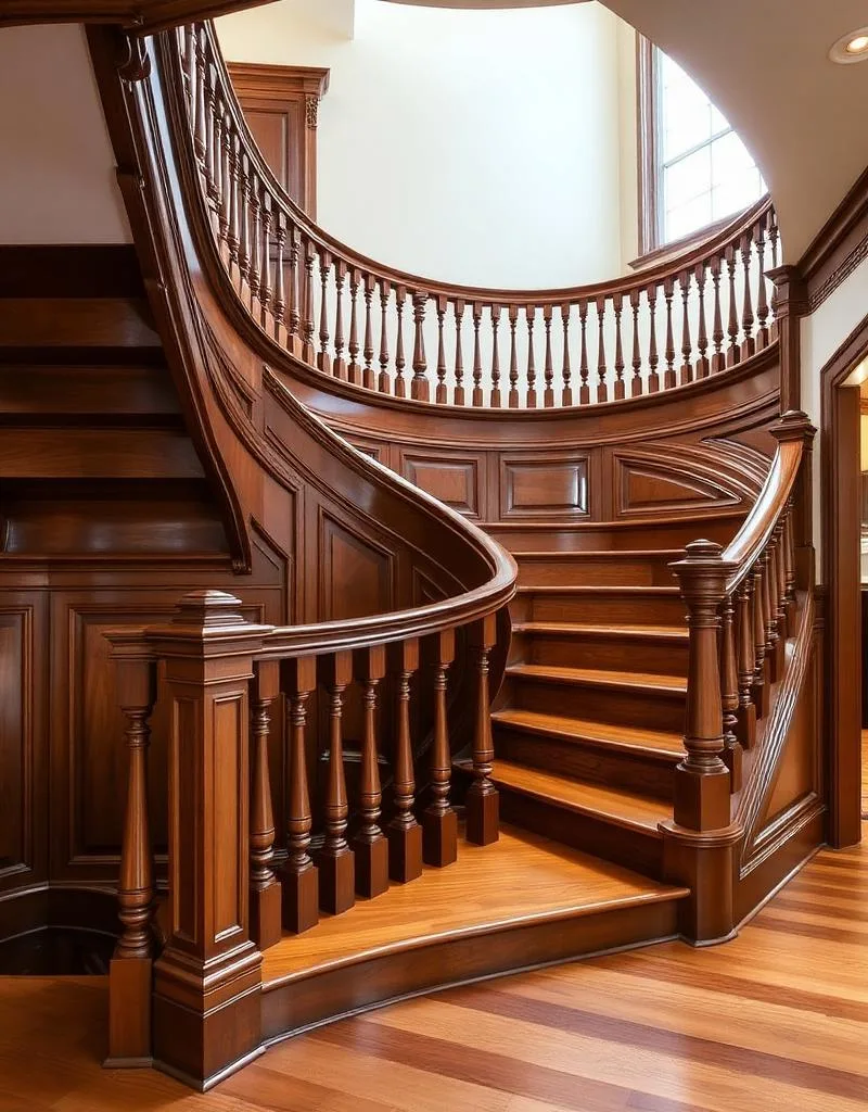 Classic curved wooden staircase